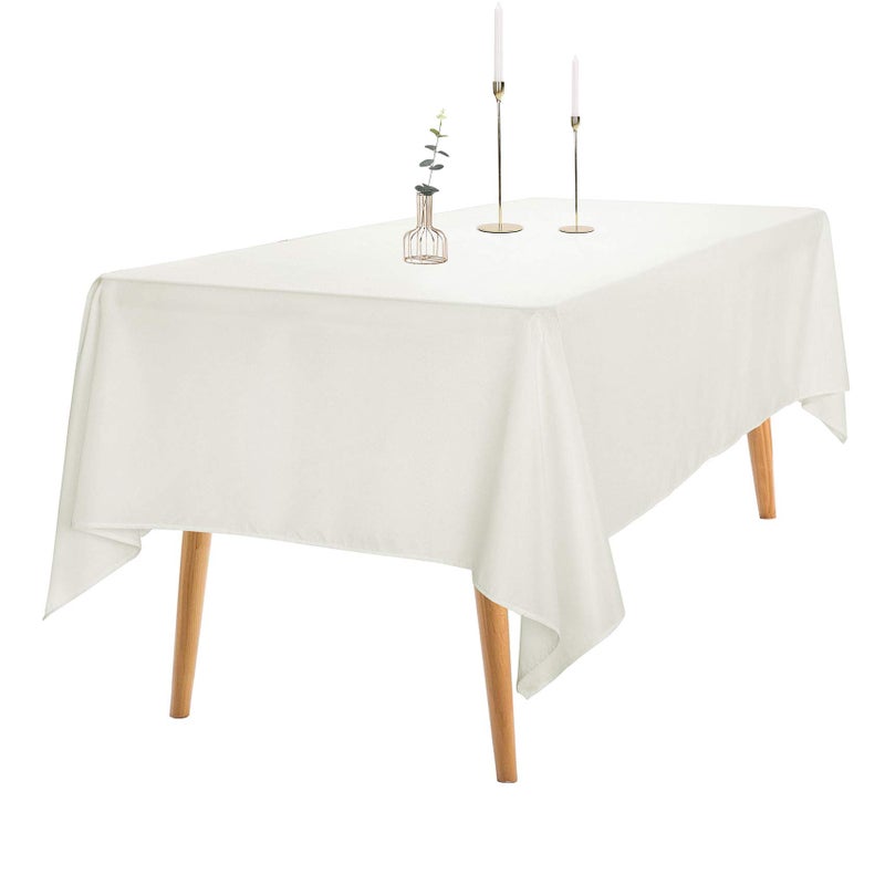 Ascoza 2pack 60x120 Inch Ivory Rectangular Tablecloth 6 Feet Table Cloth in Polyester Fabric for Wedding/Banquet/Restaurant/Parties - Image 1